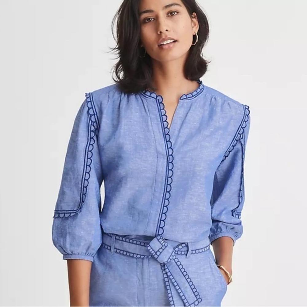 Ann Taylor Linen Cotton Chambray Popover